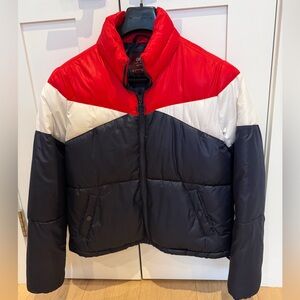 CISono Red White and Blue Puffer Jacket, Size Small